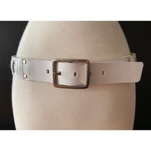 CALVIN KLEIN White Studded Woven Leather Belt Womens sz M